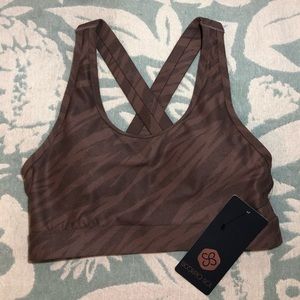 Scorpio Sol Lana Cross Back Mocha Zebra Sports Bra
